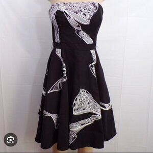White House Black Market strapless ribbons & bows cocktail dress